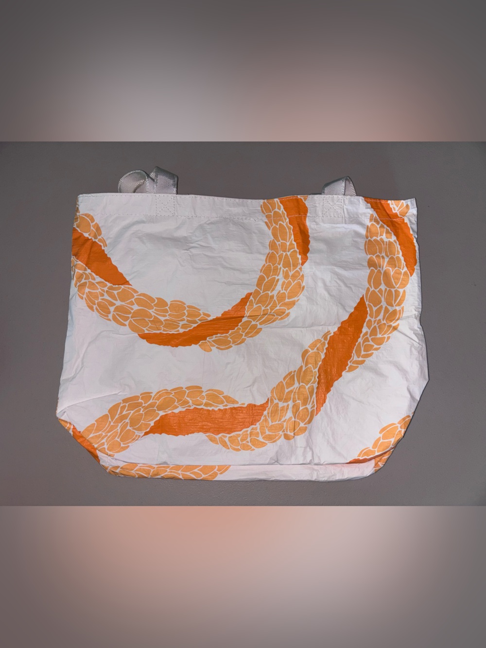 ALOHA Collection White Tote with Orange Rope Design